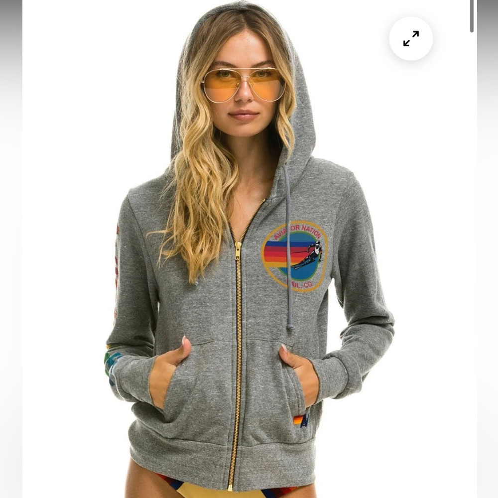 AVIATOR NATION VAIL ZIP HOODIE - HEATHER GREY